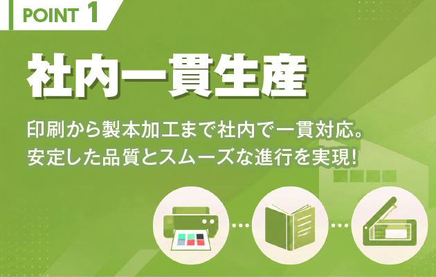 社内一貫生産｜印刷から製本加工まで社内で一貫対応